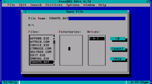 A screenshot of FreeDOS TUI